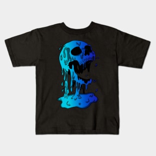 Blue Melting Skull Kids T-Shirt